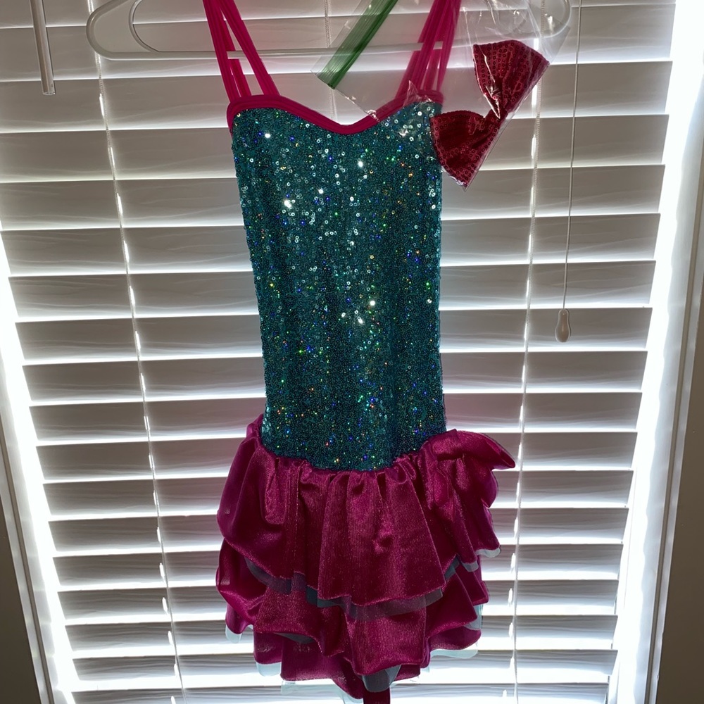 Pink and blue dance costume